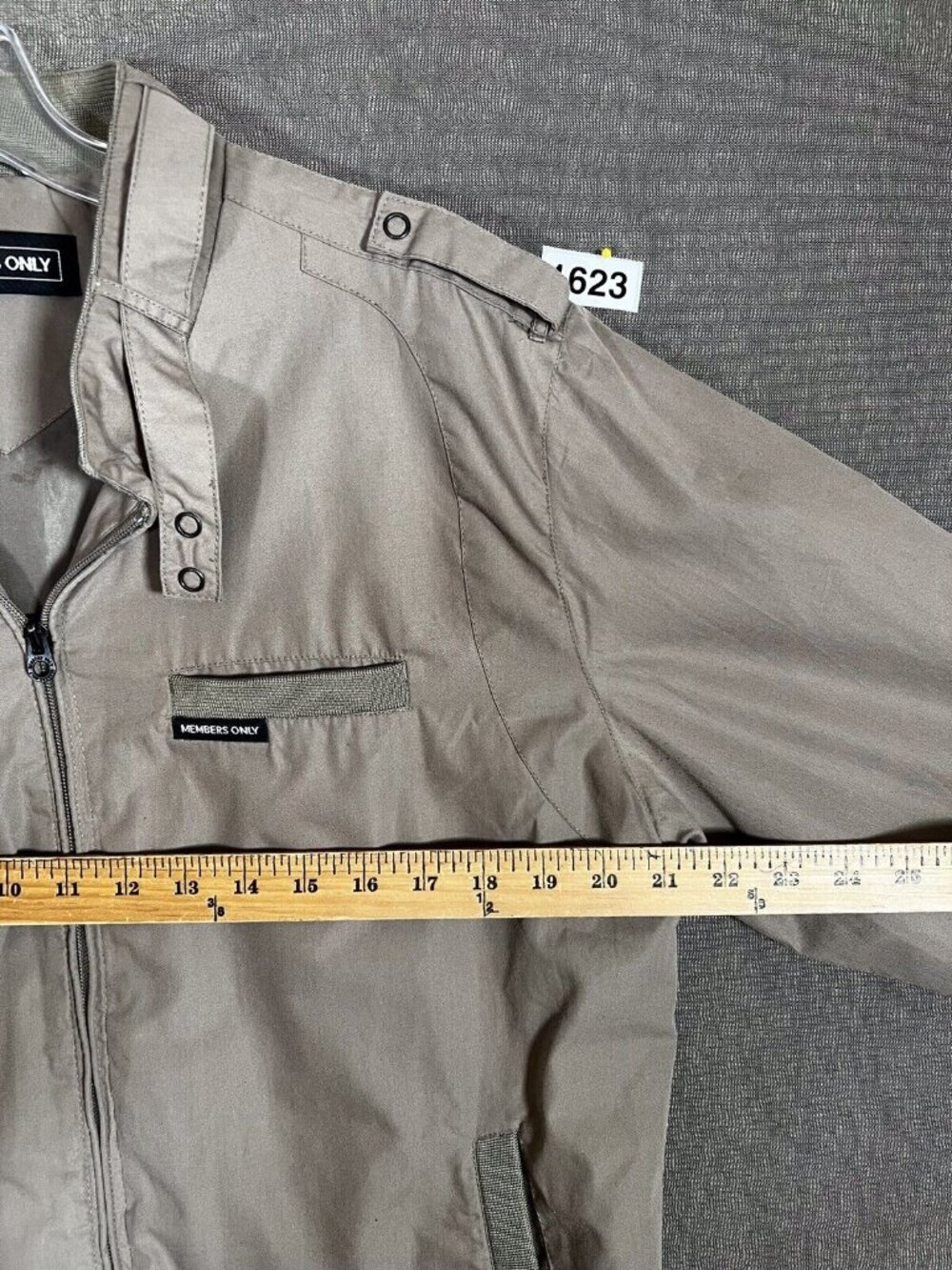 Vintage 90s Members-Only Racing Jacket Lg Khaki Tan Lined Iconic Harrington - Picture 9 of 13